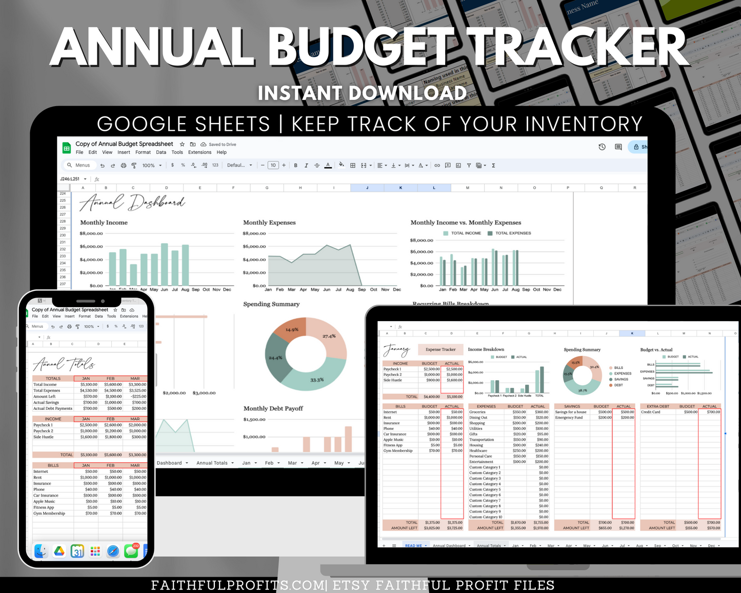 Small Business Bundle Bookkeeping Spreadsheet Inventory Tracker Profit & Loss Google Sheets Profit and Loss Income and Expense Sales Tax