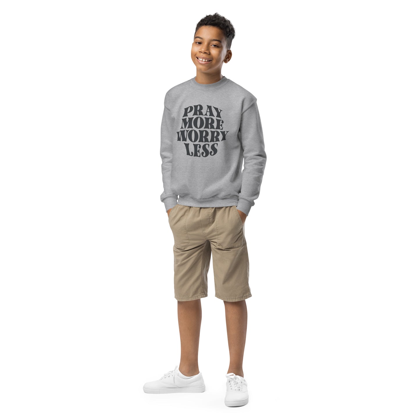 Pray More Worry Less Youth crewneck sweatshirt