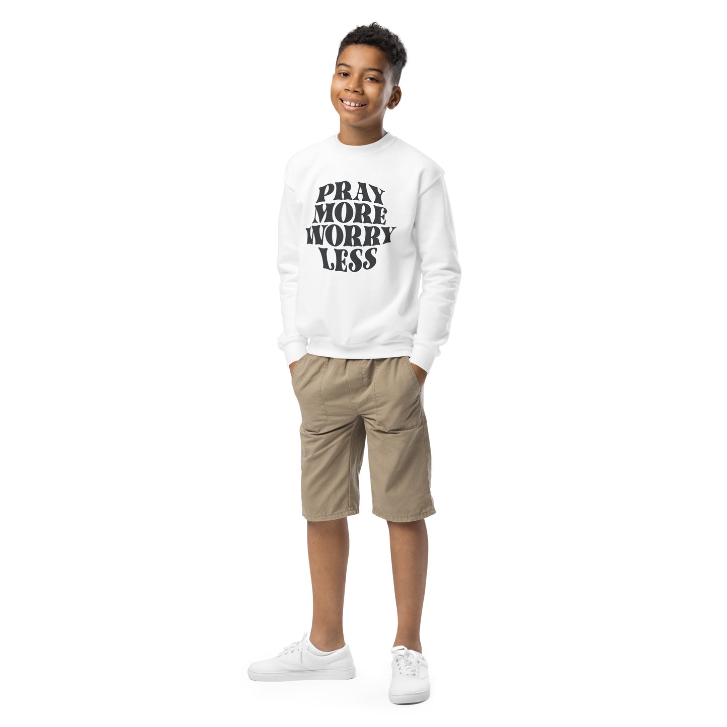 Pray More Worry Less Youth crewneck sweatshirt